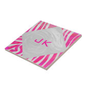 Zebra Hot Pink en White met Monogram Tegeltje (Zijkant)