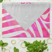 Zebra Hot Pink en White met Monogram Theedoek (Gevouwen)