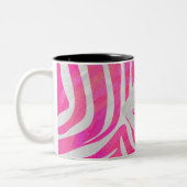 Zebra Hot Pink en White met Monogram Tweekleurige Koffiemok (Links)