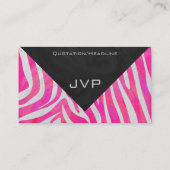 Zebra Hot Pink en White met Monogram Visitekaartje (Achterkant)
