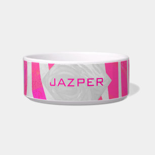 Zebra Hot Pink en White met Monogram Voerbakje