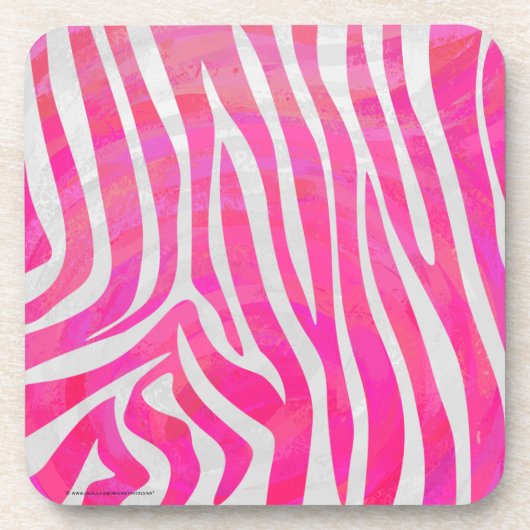 Zebra Hot Pink en White Print Drankjes Onderzetter (Voorkant)