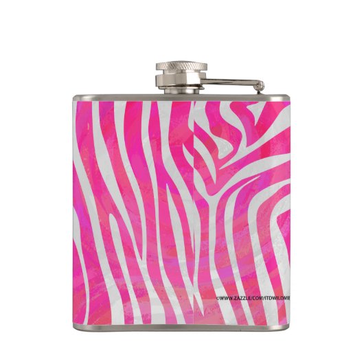 Zebra Hot Pink en White Print Heupfles (Achterkant)