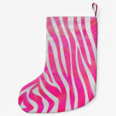 Zebra Hot Pink en White Print Kleine Kerstsok (Achterkant)