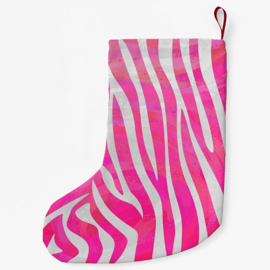 Zebra Hot Pink en White Print Kleine Kerstsok (Achterkant)