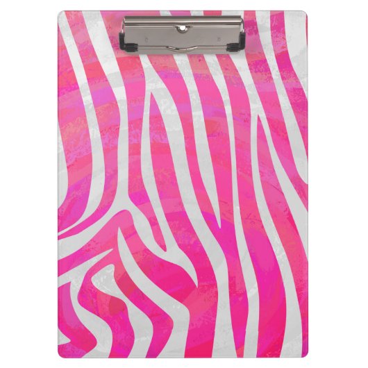 Zebra Hot Pink en White Print Klembord (Voorkant)