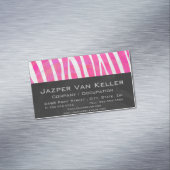 Zebra Hot Pink en White Print Magnetisch Visitekaartje (Voorbeeld)