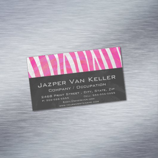 Zebra Hot Pink en White Print Magnetisch Visitekaartje (Voorbeeld)