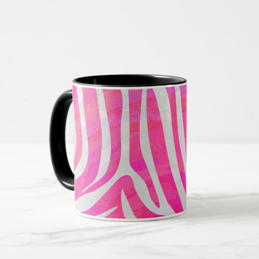 Zebra Hot Pink en White Print Mok (Voorkant links)