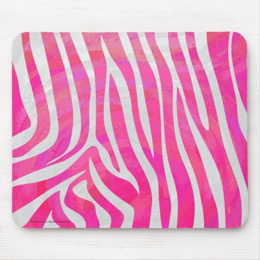 Zebra Hot Pink en White Print Muismat (Voorkant)
