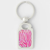 Zebra Hot Pink en White Print Sleutelhanger (Voorkant)