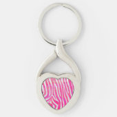 Zebra Hot Pink en White Print Sleutelhanger (Voorkant)