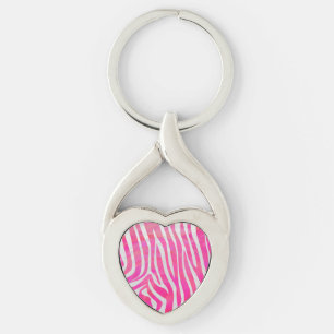 Zebra Hot Pink en White Print Sleutelhanger