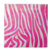 Zebra Hot Pink en White Print Tegeltje (Voorkant)