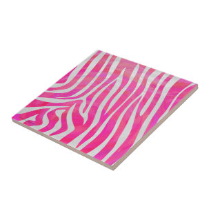Zebra Hot Pink en White Print Tegeltje