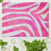 Zebra Hot Pink en White Print Theedoek (Gevouwen)