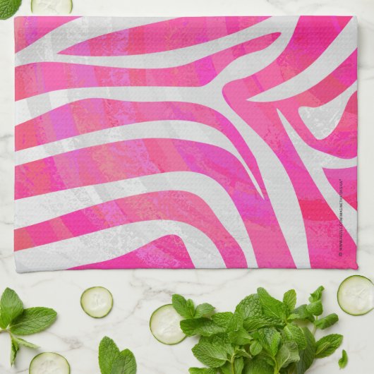 Zebra Hot Pink en White Print Theedoek (Gevouwen)