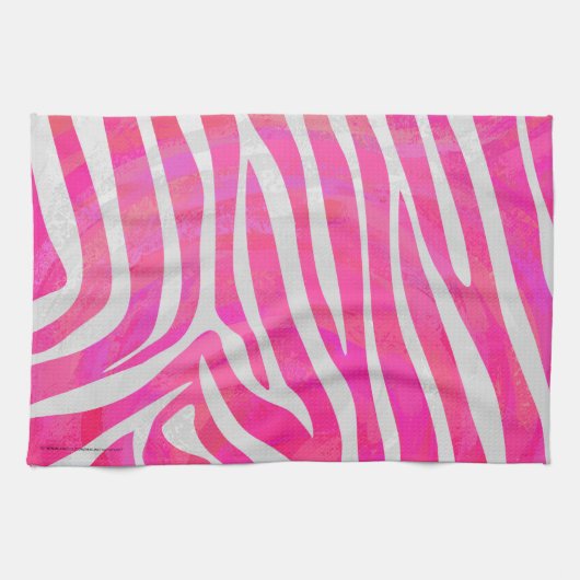 Zebra Hot Pink en White Print Theedoek (Horizontaal)