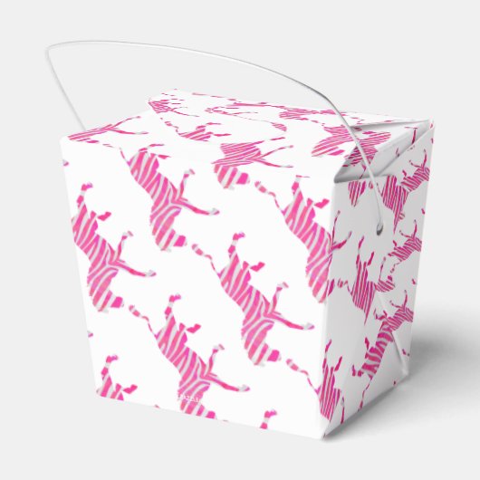 Zebra Hot Pink en White Silhouette Bedankdoosjes (Achterkant)