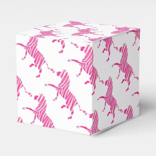 Zebra Hot Pink en White Silhouette Bedankdoosjes (Voorkant Zijde)