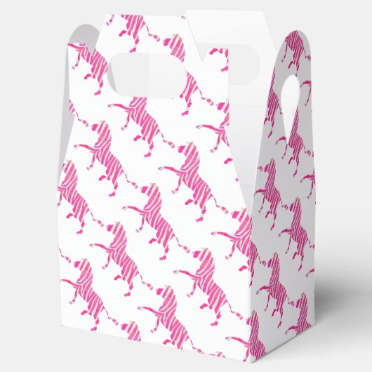 Zebra Hot Pink en White Silhouette Bedankdoosjes (Geopend)