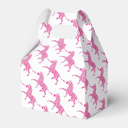 Zebra Hot Pink en White Silhouette Bedankdoosjes (Voorkant Zijde)