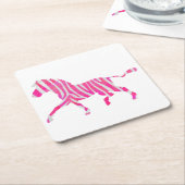 Zebra Hot Pink en White Silhouette Kartonnen Onderzetters (Schuin)