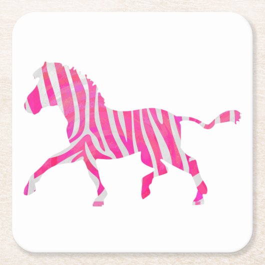 Zebra Hot Pink en White Silhouette Kartonnen Onderzetters (Voorkant)