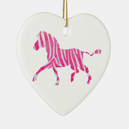 Zebra Hot Pink en White Silhouette Keramisch Ornament (Rechts)