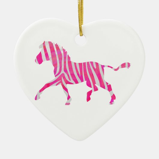 Zebra Hot Pink en White Silhouette Keramisch Ornament (Voorkant)