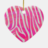 Zebra Hot Pink en White Silhouette Keramisch Ornament (Achterkant)