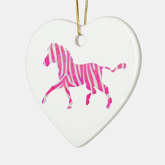 Zebra Hot Pink en White Silhouette Keramisch Ornament (Links)