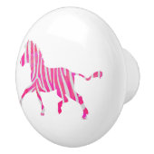 Zebra Hot Pink en White Silhouette Keramische Knop (Rechts)
