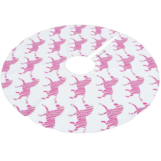 Zebra Hot Pink en White Silhouette Kerstboom Rok (Gekanteld)
