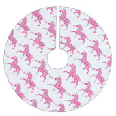 Zebra Hot Pink en White Silhouette Kerstboom Rok (Voorkant)