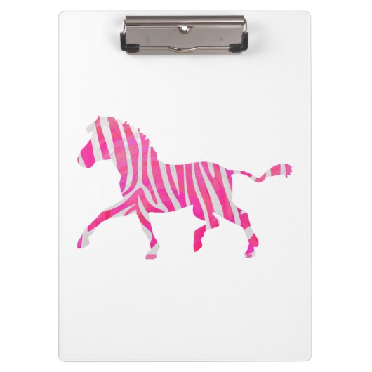 Zebra Hot Pink en White Silhouette Klembord (Voorkant)