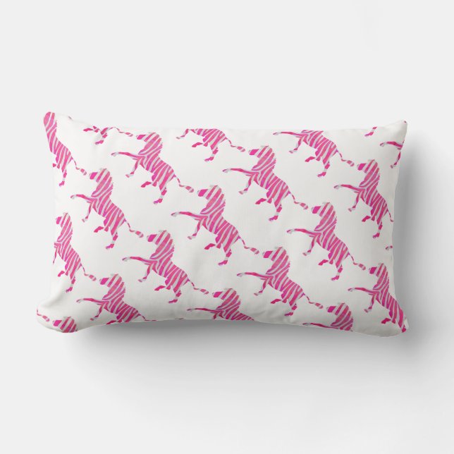 Zebra Hot Pink en White Silhouette Kussen (Voorkant)