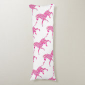 Zebra Hot Pink en White Silhouette Lichaamskussen (Voorkant Verticaal)