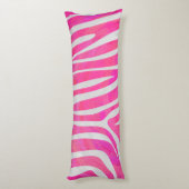 Zebra Hot Pink en White Silhouette Lichaamskussen (Achterkant (Verticaal))