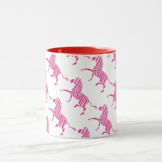 Zebra Hot Pink en White Silhouette Mok (Midden)