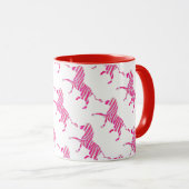 Zebra Hot Pink en White Silhouette Mok (Voorkant rechts)