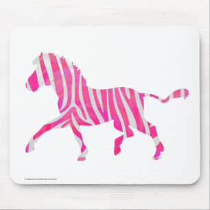 Zebra Hot Pink en White Silhouette Muismat