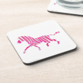 Zebra Hot Pink en White Silhouette Onderzetter (Linkerzijde)