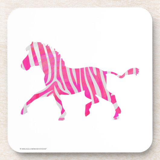 Zebra Hot Pink en White Silhouette Onderzetter (Voorkant)