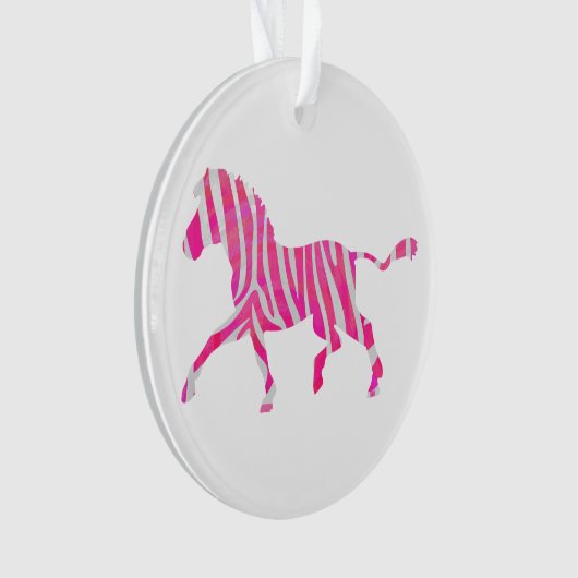 Zebra Hot Pink en White Silhouette Ornament (voorkant)
