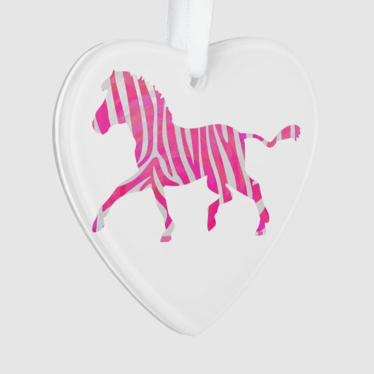 Zebra Hot Pink en White Silhouette Ornament (voorkant)