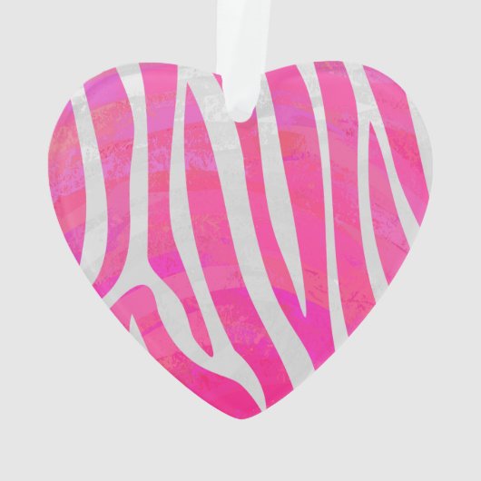 Zebra Hot Pink en White Silhouette Ornament (achterkant)