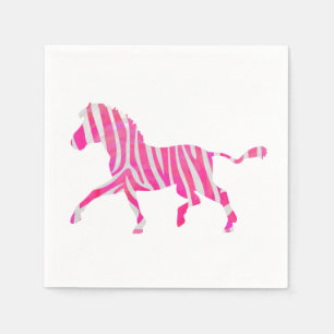 Zebra Hot Pink en White Silhouette Servetten