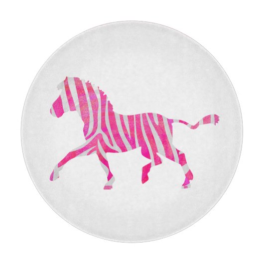 Zebra Hot Pink en White Silhouette Snijplank (Voorkant)