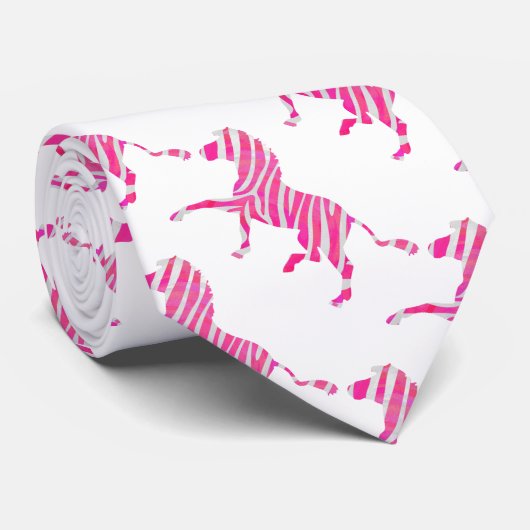 Zebra Hot Pink en White Silhouette Stropdas (Opgerold)